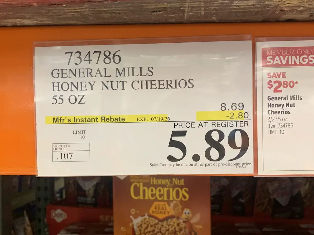 Costco price tag
